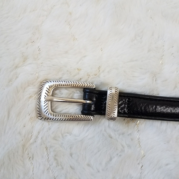 Brighton Black Leather Beaded Native American Styled Belt with Silver Buckle - Picture 7 of 9